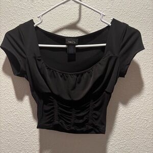 Rue21 Black Ruched Crop Top with square neckline NEVER WORN!!!